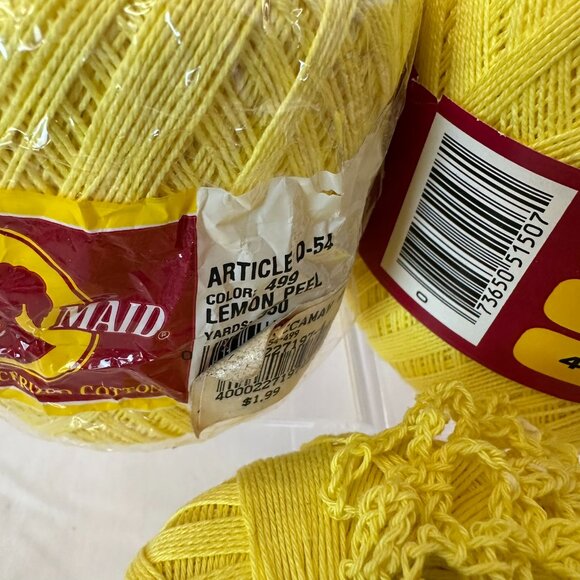 Crochet Thread 3 Spools Yellow South Maid Smoke & Pet Free Vintage - Picture 4 of 7
